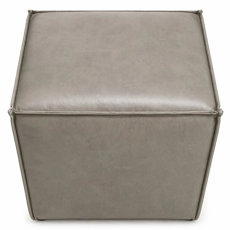 Casa Padrino Luxus Leder Hocker Grau H. 48 cm - Luxus Echtleder Möbel