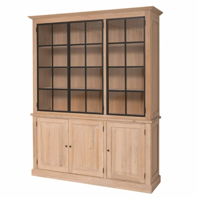 Casa Padrino Landhausstil Eichenholz Schrank Naturfarben / Schwarz 186 x 50 x H. 230 cm