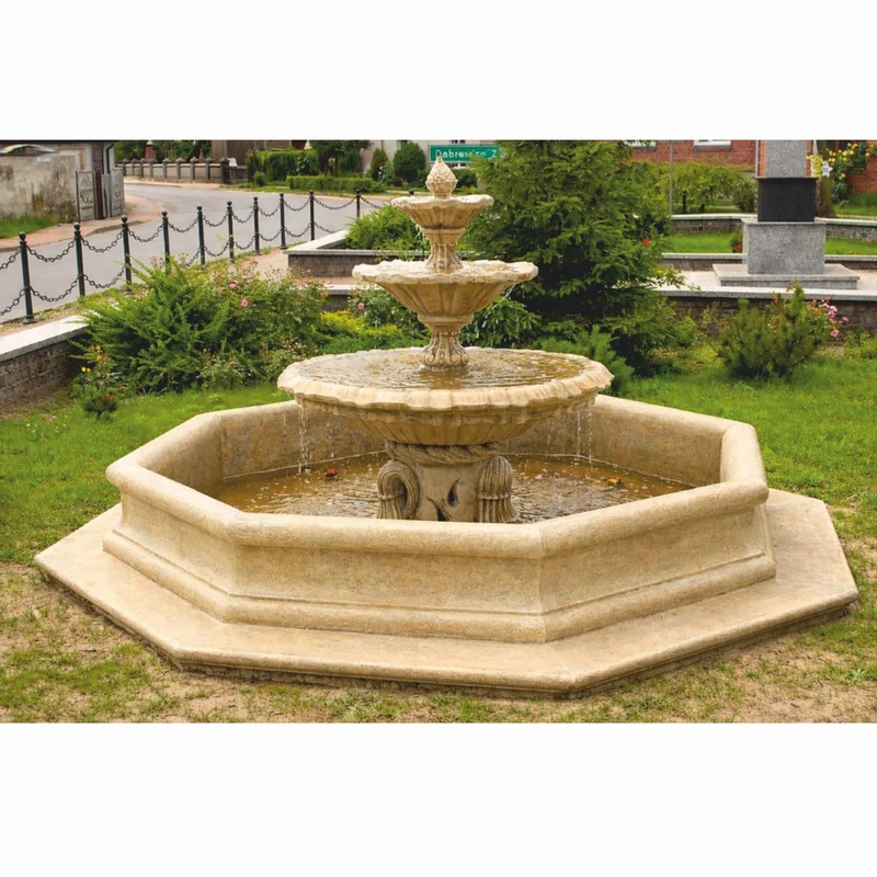 Casa Padrino Barock Springbrunnen Beige Ø 350 x H. 180 cm - Barockstil Garten Deko
