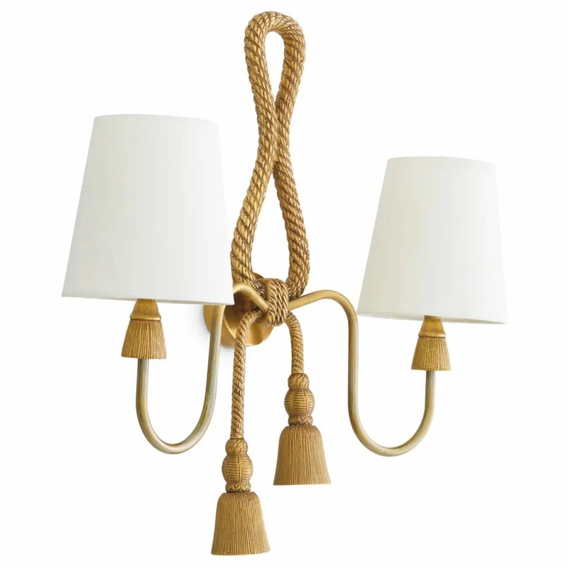 Casa Padrino Luxus Doppel Wandleuchte Vintage Messing / Weiß H. 49,5 cm - Luxus Leuchten
