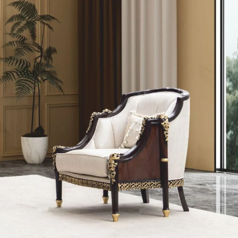 Casa Padrino Luxus Barock Wohnzimmer Set Naturfarben / Dunkelbraun / Gold - Barock Möbel