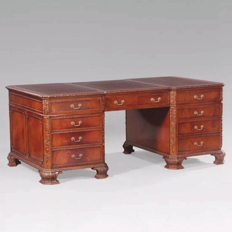 Casa Padrino Luxus Barock Schreibtisch Braun 190 cm - Barock Büro Möbel