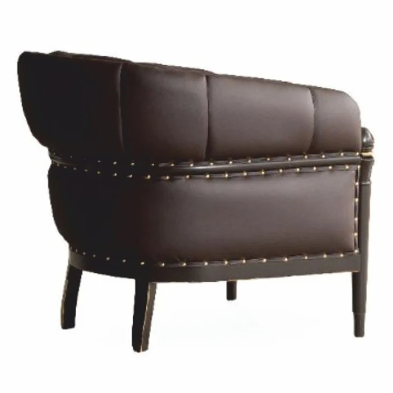 Casa Padrino Luxus Barock Kunstleder Sessel Dunkelbraun / Gold - Barockstil Möbel