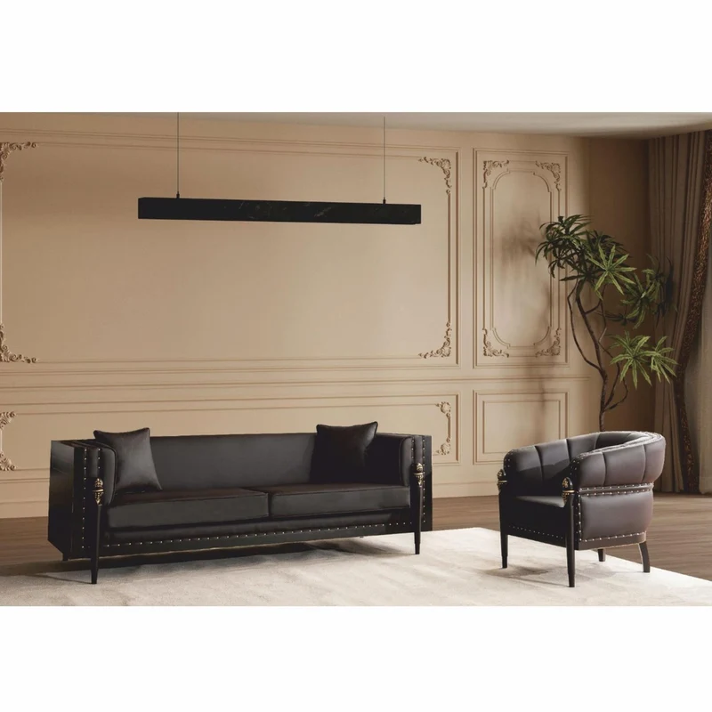 Casa Padrino Luxus Barock Kunstleder Sessel Dunkelbraun / Gold - Barockstil Möbel