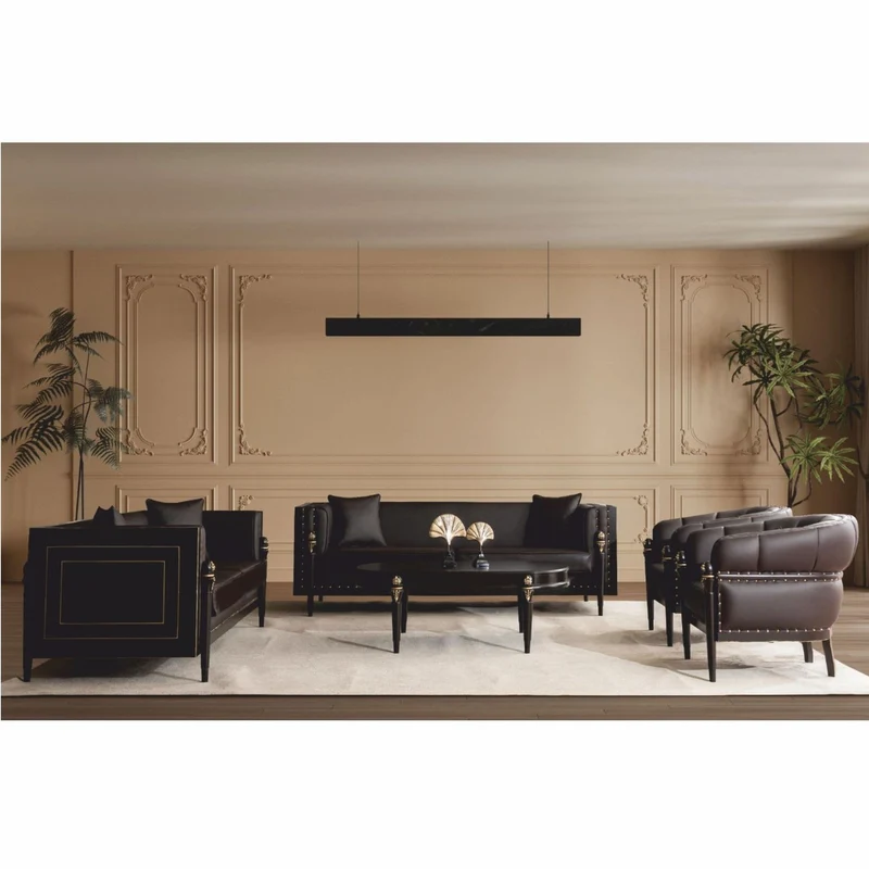 Casa Padrino Luxus Barock Kunstleder Sessel Dunkelbraun / Gold - Barockstil Möbel