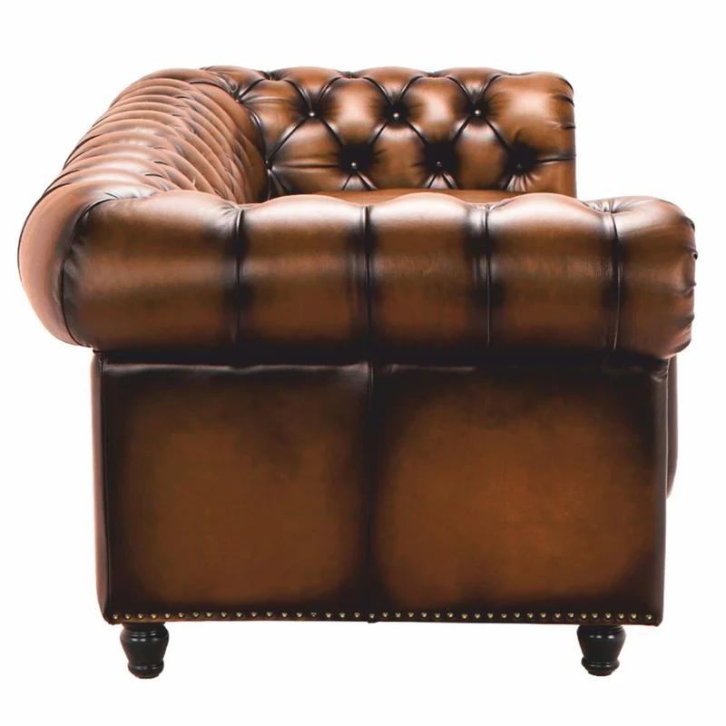 Casa Padrino Luxus Chesterfield Echtleder Sofa Vintage Braun / Dunkelbraun 240 cm