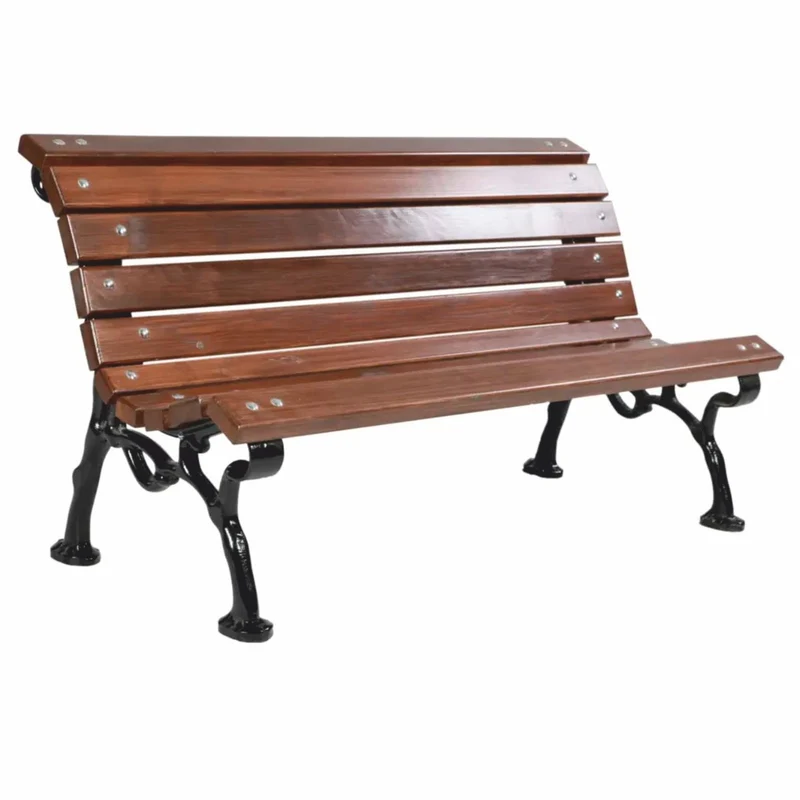 Casa Padrino Tropenholz Parkbank - Stadtbank Dunkelbraun / Schwarz 180 cm