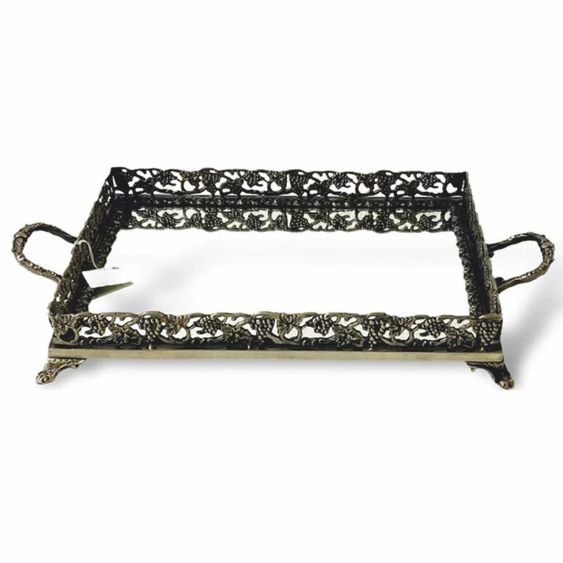 Casa Padrino Barock Tablett Antik Messing 45 cm - Barockstil Gastronomie Accessoires