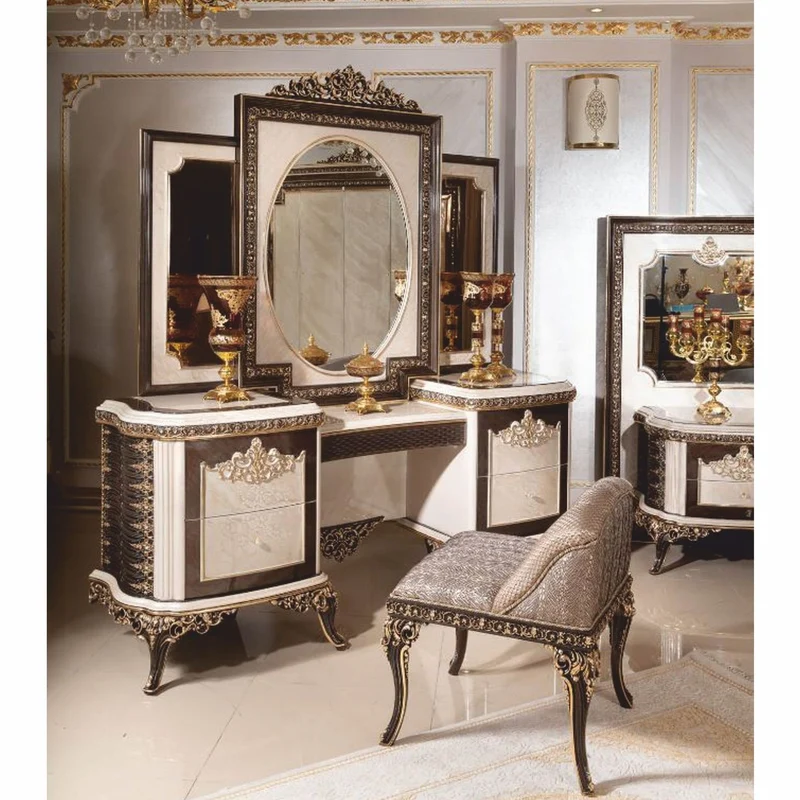 Casa Padrino Luxus Barock Hocker Grau / Dunkelbraun / Gold - Barock Möbel