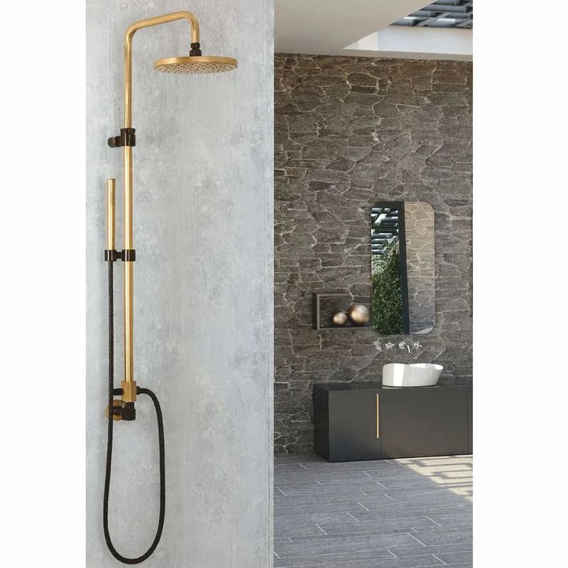 Casa Padrino Luxus Badezimmer Duschgarnitur Gold / Schwarz - Made in Italy