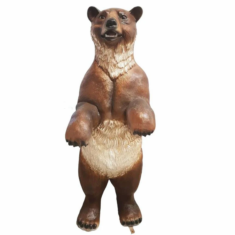 Casa Padrino XXL Deko Skulptur Bär Braun / Beige H. 185 cm - Lebensgroße Garten Figur