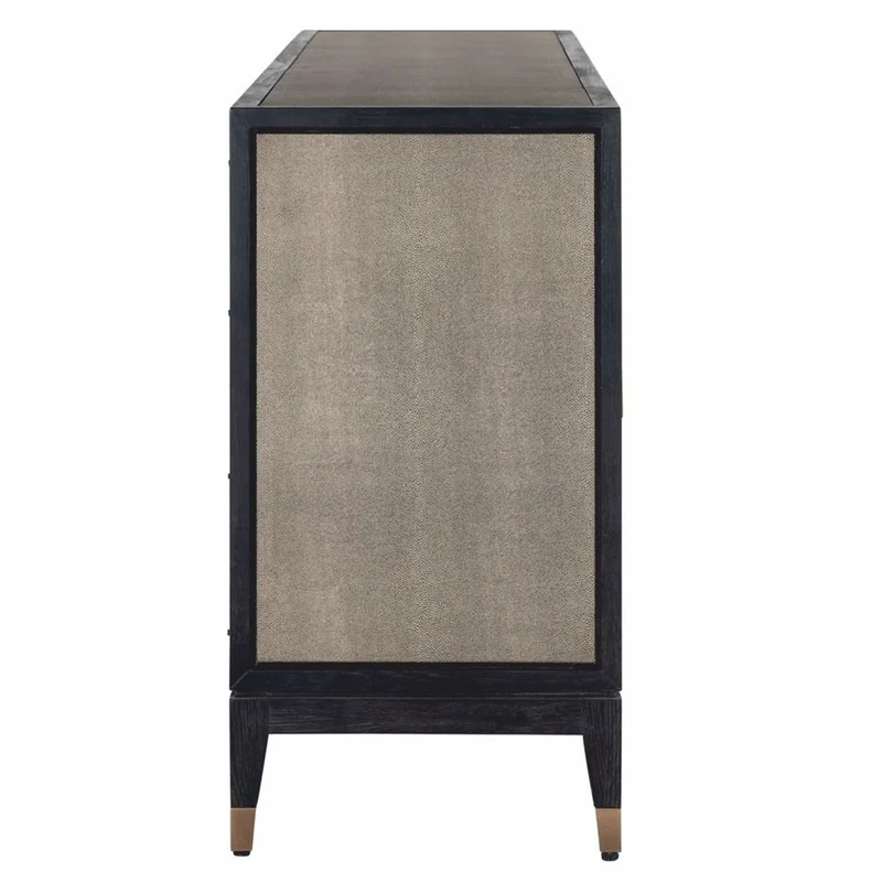 Casa Padrino Luxus Sideboard Schwarz / Grau / Messing 193 cm - Luxus Möbel