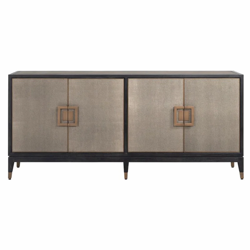 Casa Padrino Luxus Sideboard Schwarz / Grau / Messing 193 cm - Luxus Möbel