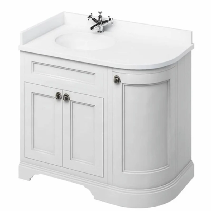 Casa Padrino Landhausstil Waschbeckenschrank mit Waschbecken Weiß / Matt Weiß 98 cm