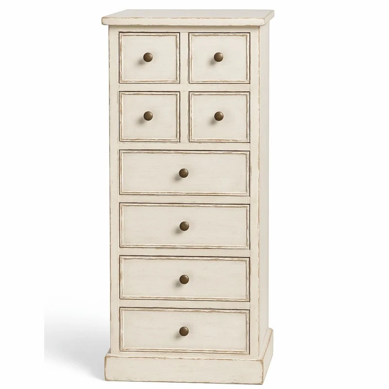 Casa Padrino Landhausstil Shabby Chic Massivholz Kommode mit 8 Schubladen Antik Weiß H. 122 cm