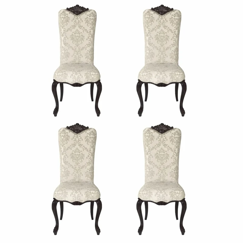 Casa Padrino Luxus Barock Esszimmer Stuhl 4er Set Hellgrau / Schwarz - Barockstil Möbel