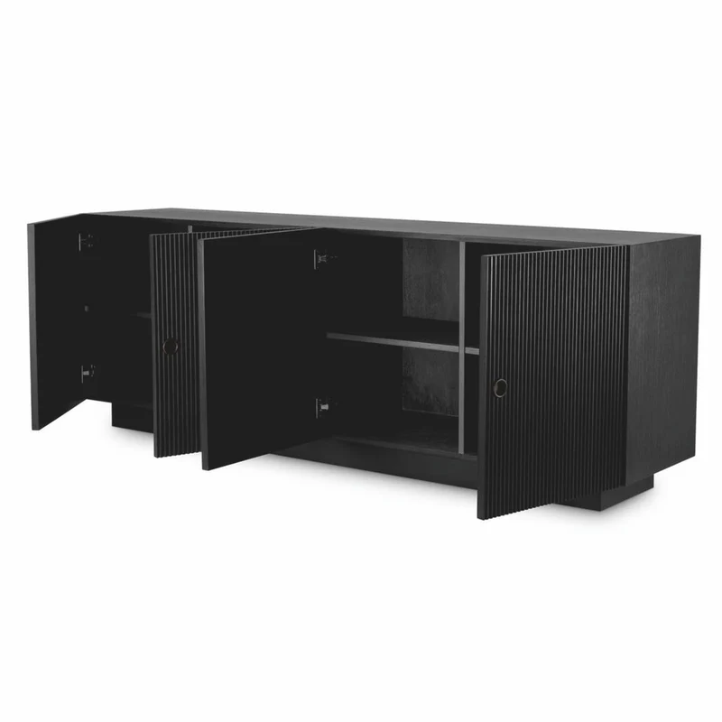 Casa Padrino Luxus Sideboard Schwarzgrau / Bronze 220 cm - Luxus Möbel