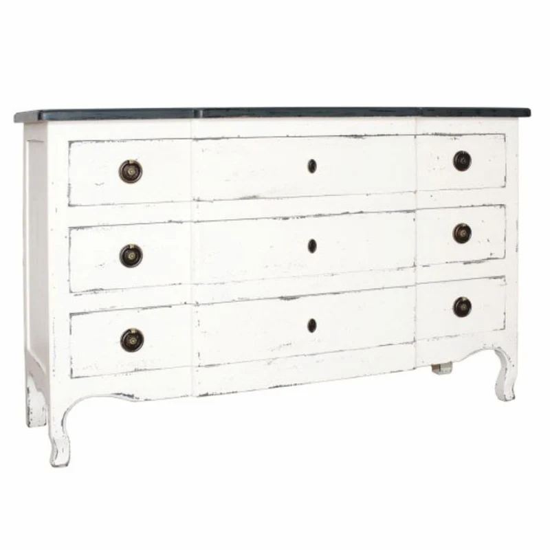 Casa Padrino Landhausstil Shabby Chic Kommode mit 3 Schubladen Antik Weiß / Schwarz 130 cm