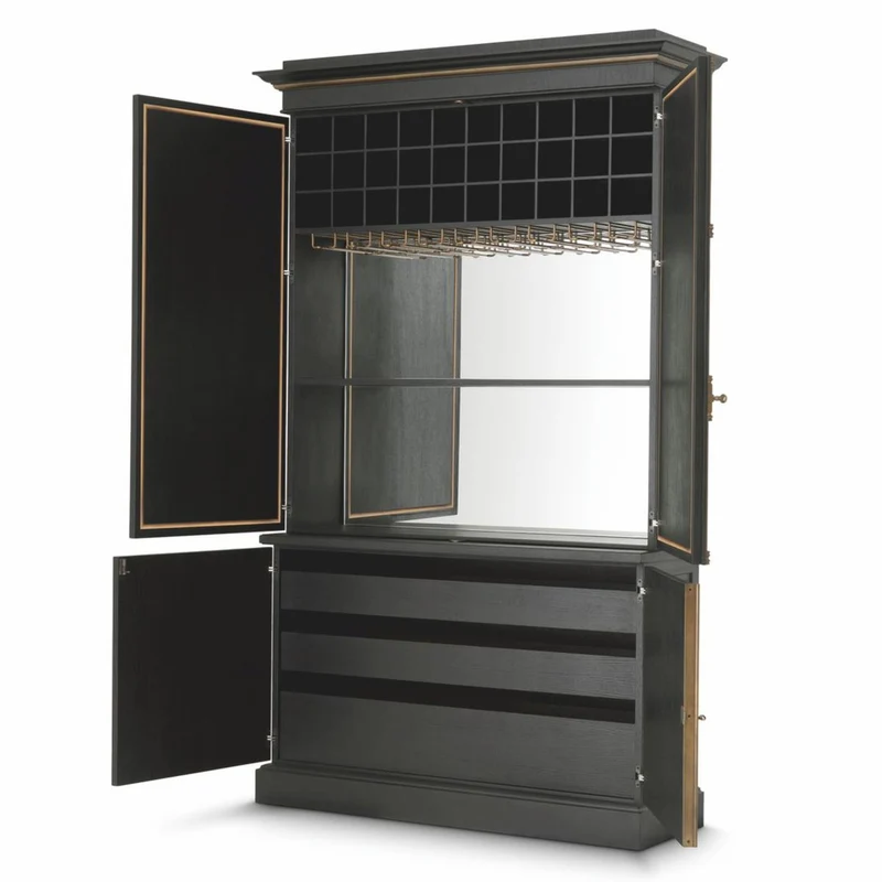 Casa Padrino Luxus Barschrank Schwarz 153 x H. 250 cm - Luxus Bar Möbel