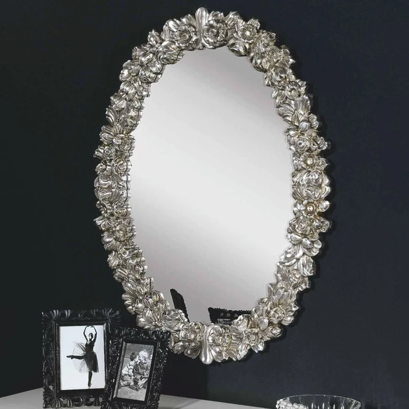 Casa Padrino Luxus Barock Spiegel Silber H. 94 cm - Barock Möbel - Made in Italy