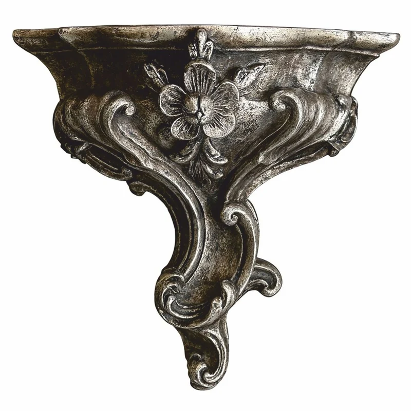 Casa Padrino Luxus Barock Wandkonsole Antik Silber / Schwarz H. 23 cm - Made in Italy