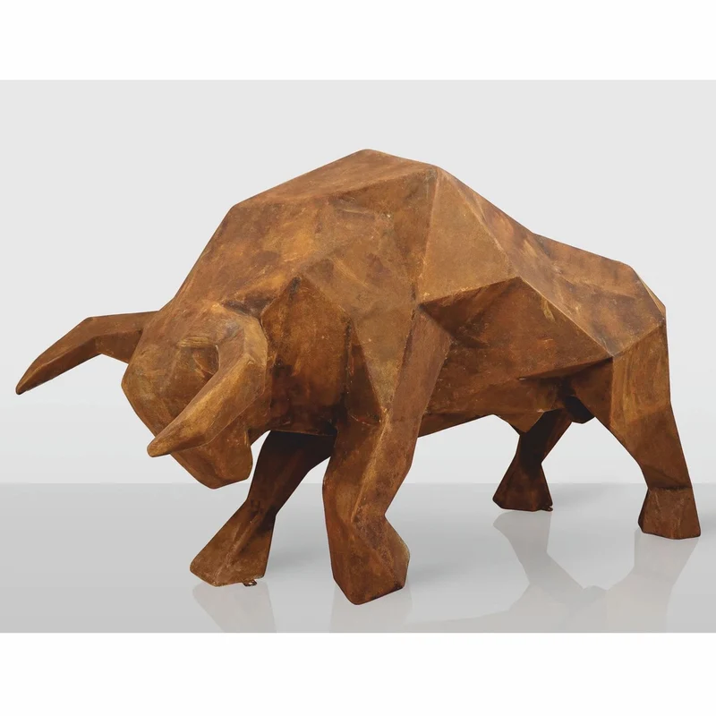 Casa Padrino XXL Deko Skulptur Stier Rost 220 cm - Lebensgroße Abstrakte Garten Figur