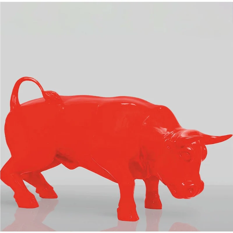 Casa Padrino Deko Skulptur Stier Rot 81 cm - Große Garten Deko Figur