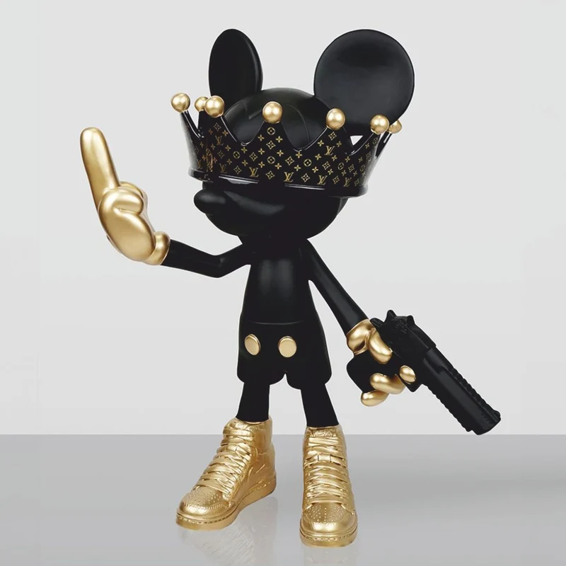 Casa Padrino Deko Skulptur Schwarz / Gold H. 120 cm - Wohnzimmer & Garten Figur