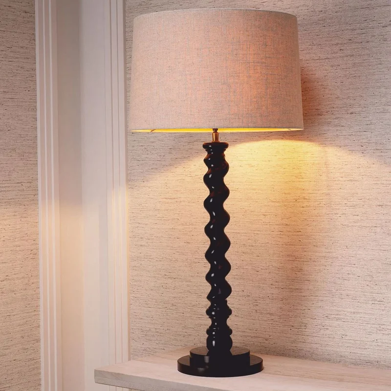 Casa Padrino Luxus Tischleuchte Schwarz / Beige H. 81 cm - Schreibtischleuchte
