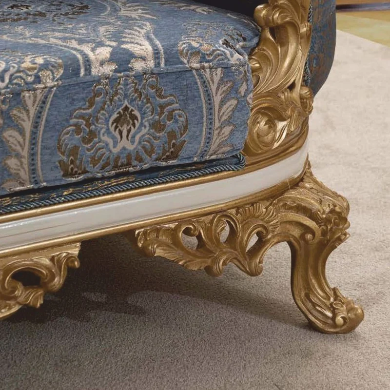 Casa Padrino Luxus Barock Wohnzimmer Set Blau / Weiß / Gold - Barock Möbel