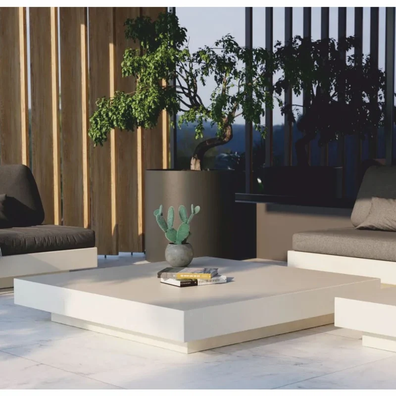 Casa Padrino Luxus Garten Couchtisch Matt Weiß 150 cm - Hotel & Garten Möbel