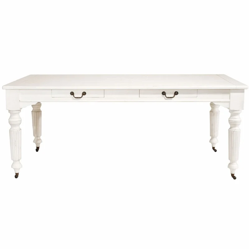 Casa Padrino Landhausstil Esstisch Weiß 200 cm - Massivholz Küchentisch aus Kiefernholz und Metall
