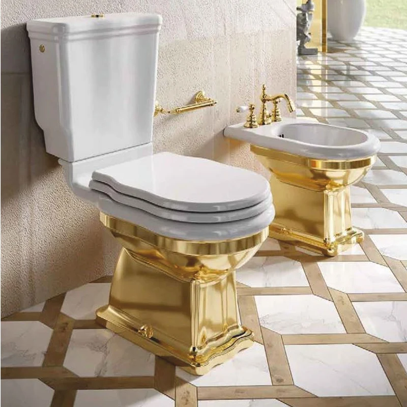 Casa Padrino Luxus Jugendstil Bidet Weiß / Gold - Badezimmer Accessoires - Made in Italy
