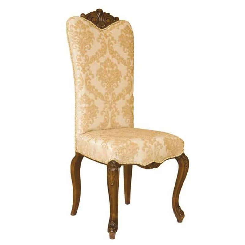 Casa Padrino Luxus Barock Esszimmer Stuhl 4er Set Beige / Dunkelbraun - Barockstil Möbel