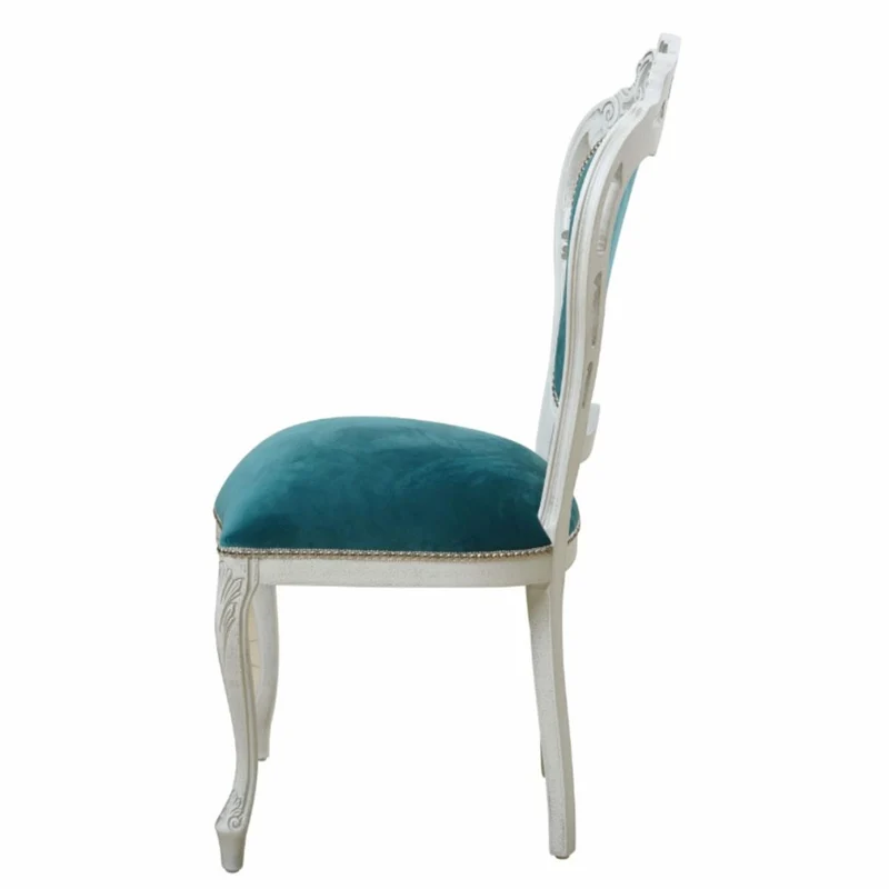 Casa Padrino Luxus Barock Esszimmer Stuhl Türkis / Weiß H. 106,5 cm - Barock Möbel
