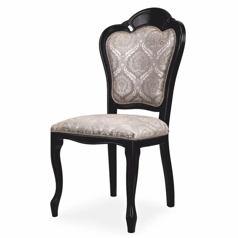 Casa Padrino Luxus Barock Esszimmer Stuhl Grau / Schwarz H. 107 cm - Barock Esszimmer Möbel