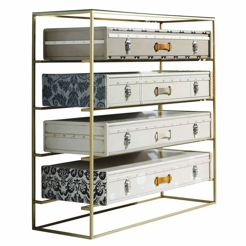 Casa Padrino Luxus Designer Koffer Kommode mit 4 Schubladen Bunt - Luxus Möbel