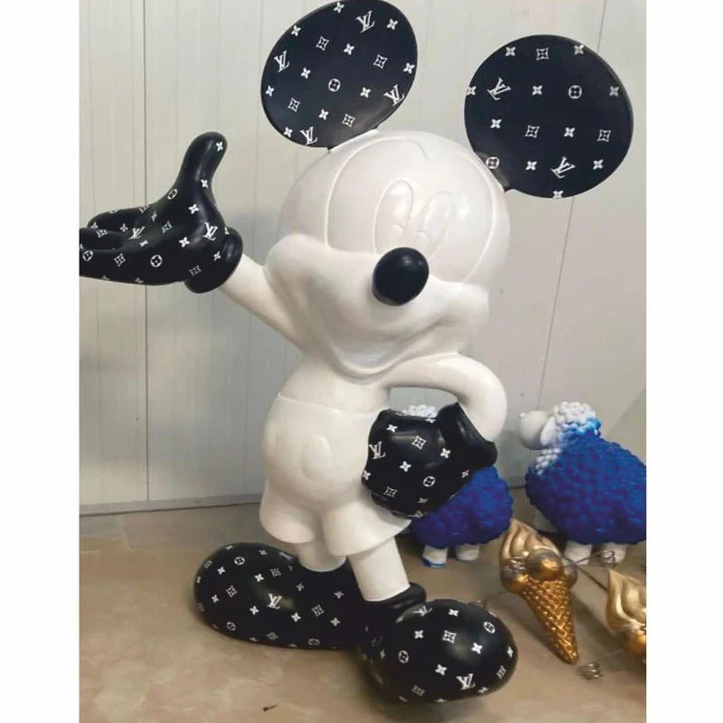 Casa Padrino Deko Skulptur Weiß / Schwarz 87 x 54 x H. 120 cm - Cartoon Figur