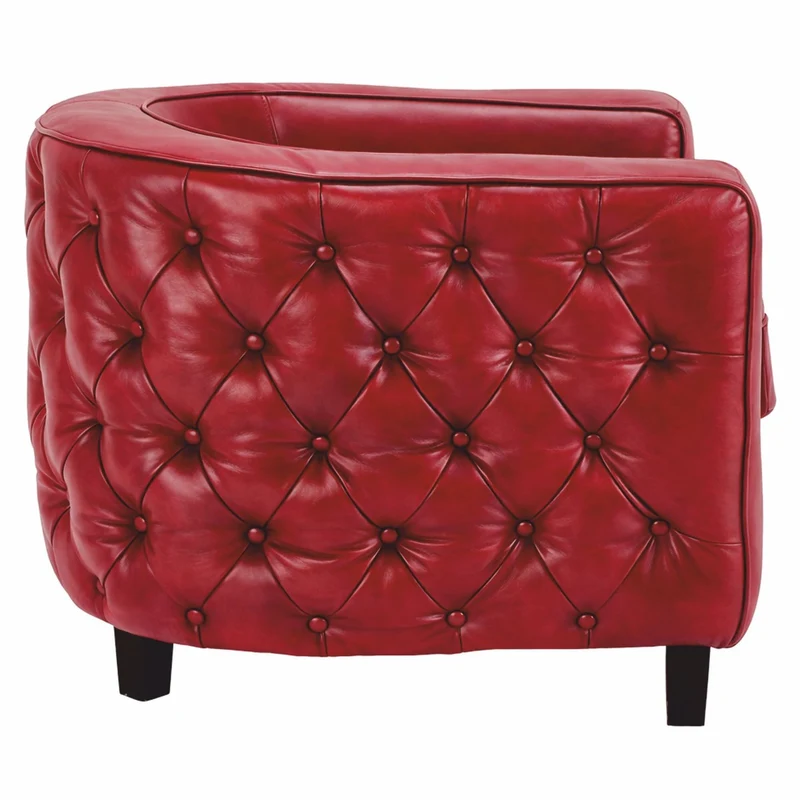 Casa Padrino Luxus Chesterfield Echtleder Sessel Rot / Schwarz - Leder Möbel