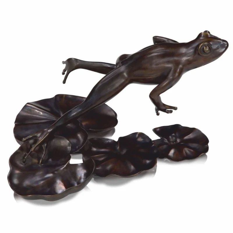 Casa Padrino Luxus Bronze Figur Frosch 39 cm - Deko Bronze Skulptur