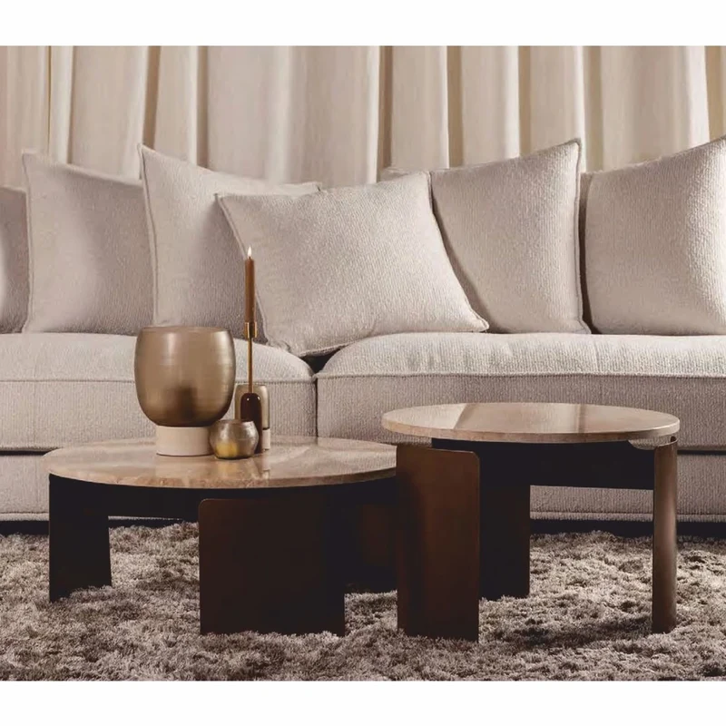 Casa Padrino Luxus Couchtisch Set Beige / Braun - Hotel & Wohnzimmer Möbel