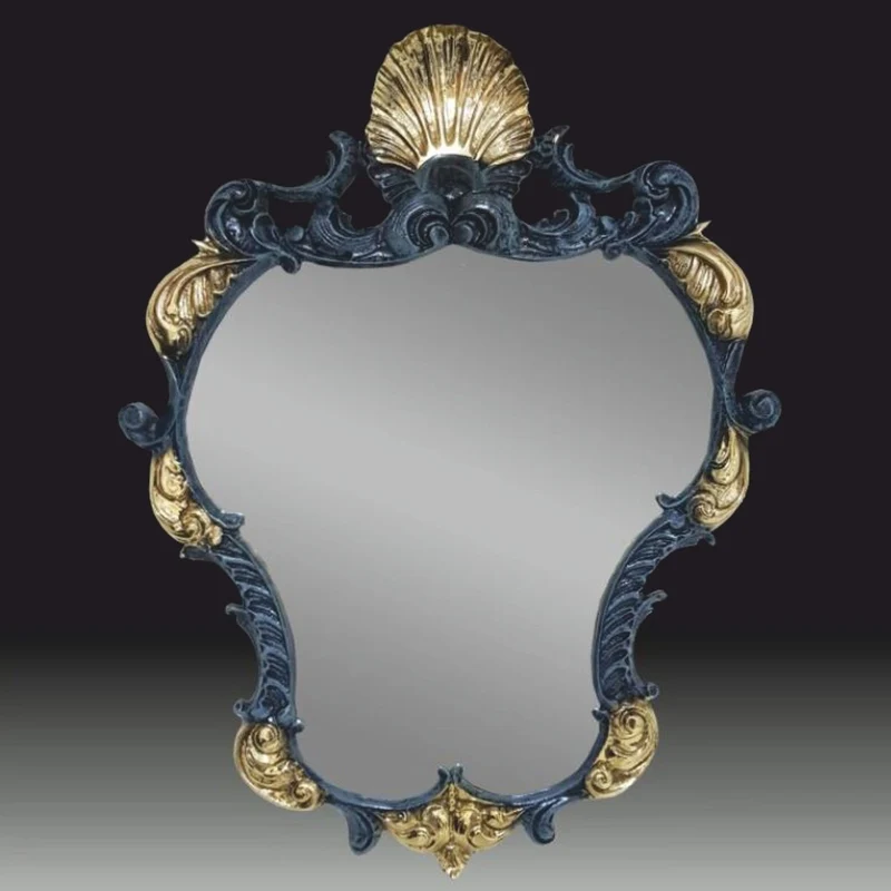 Casa Padrino Luxus Barock Bronze Spiegel Blau / Gold H. 82 cm - Barock Möbel
