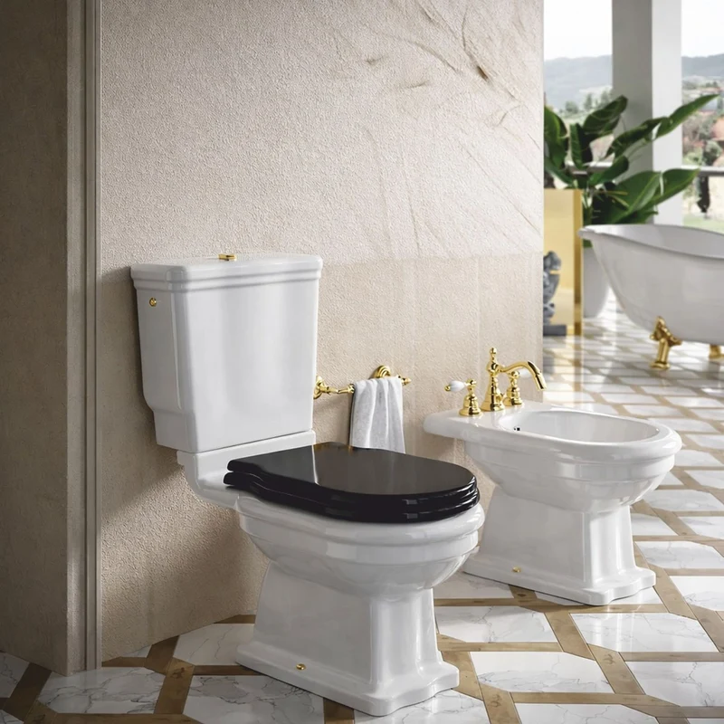 Casa Padrino Luxus Jugendstil WC Weiß / Schwarz H. 84 cm - Made in Italy