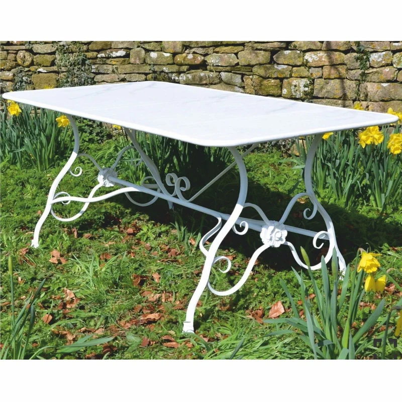 Casa Padrino Jugendstil Schmiedeeisen Garten Möbel Set Weiß - Garten Tisch & 4 Stühle