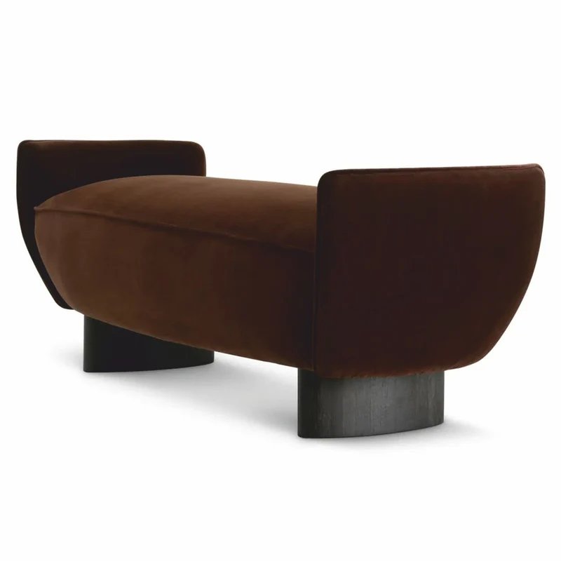 Casa Padrino Luxus Samt Sitzbank Braun / Schwarz 151 cm - Luxus Hotel Möbel