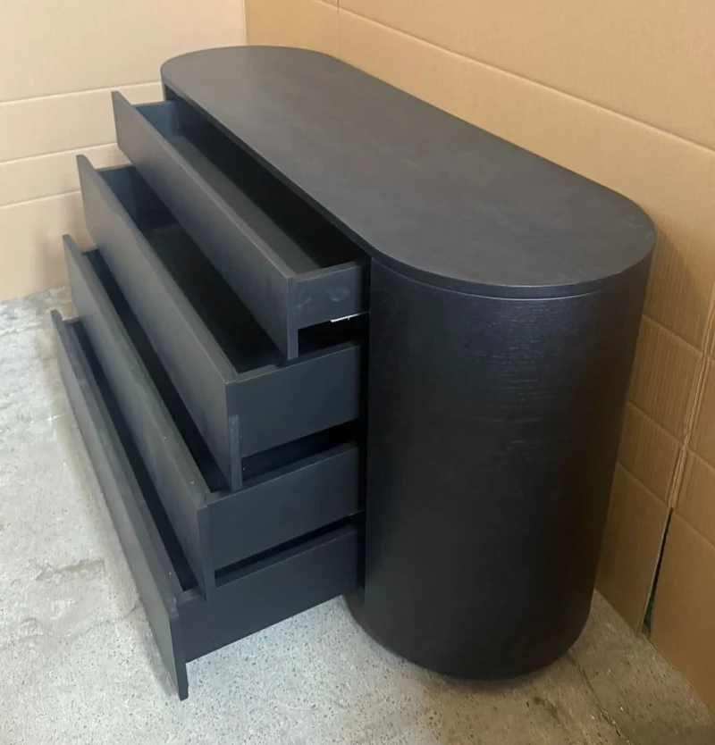 Casa Padrino Luxus Kommode mit 4 Schubladen Schwarz 140 cm - Massivholz und Metall