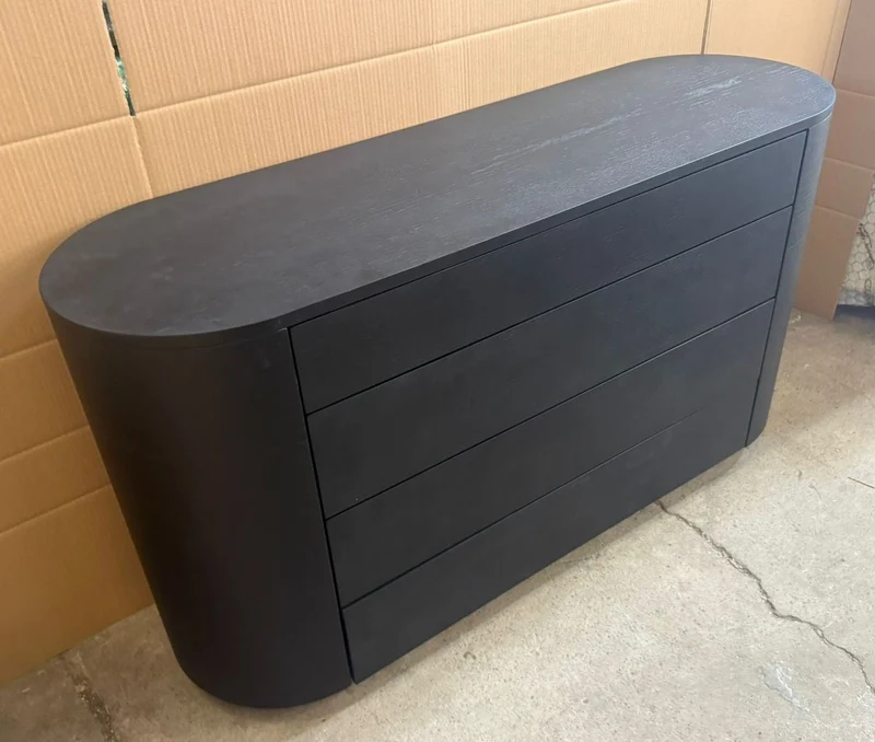 Casa Padrino Luxus Kommode mit 4 Schubladen Schwarz 140 cm - Massivholz und Metall