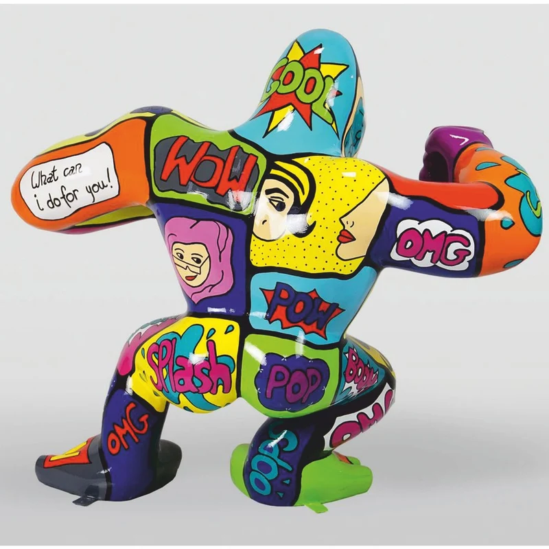 Casa Padrino XXL Deko Skulptur Gorilla Affe Bunt H. 180 cm - Riesige Garten Figur
