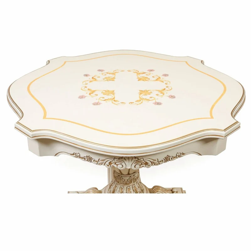 Casa Padrino Luxus Barock Esstisch Weiß / Braun Ø 120 cm - Barock Esszimmer Möbel