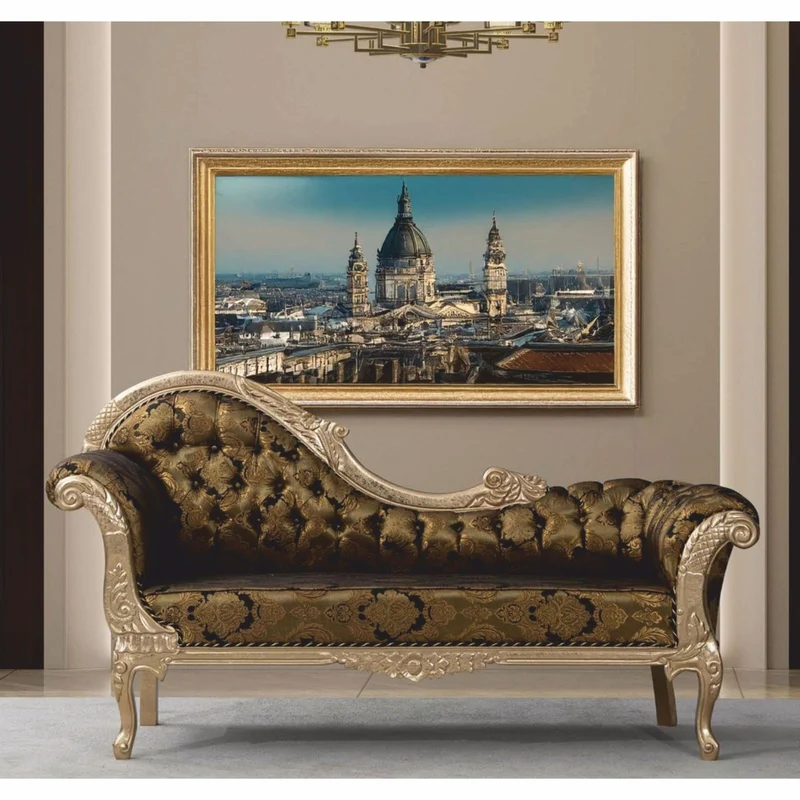 Casa Padrino Luxus Barock Sofa Linke Seite Gold / Schwarz / Silber 210 cm - Barock Möbel